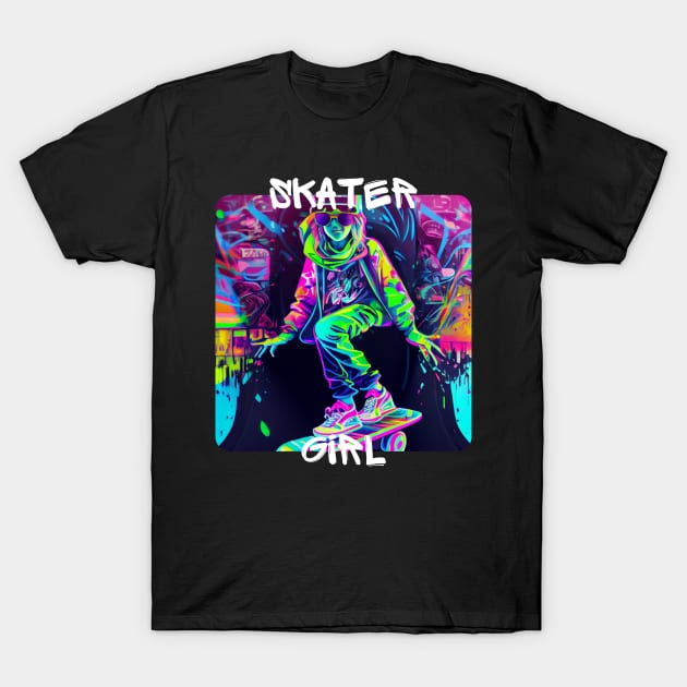 Skater Girl - cool girl skates on the street 1 T-Shirt by PD-Store